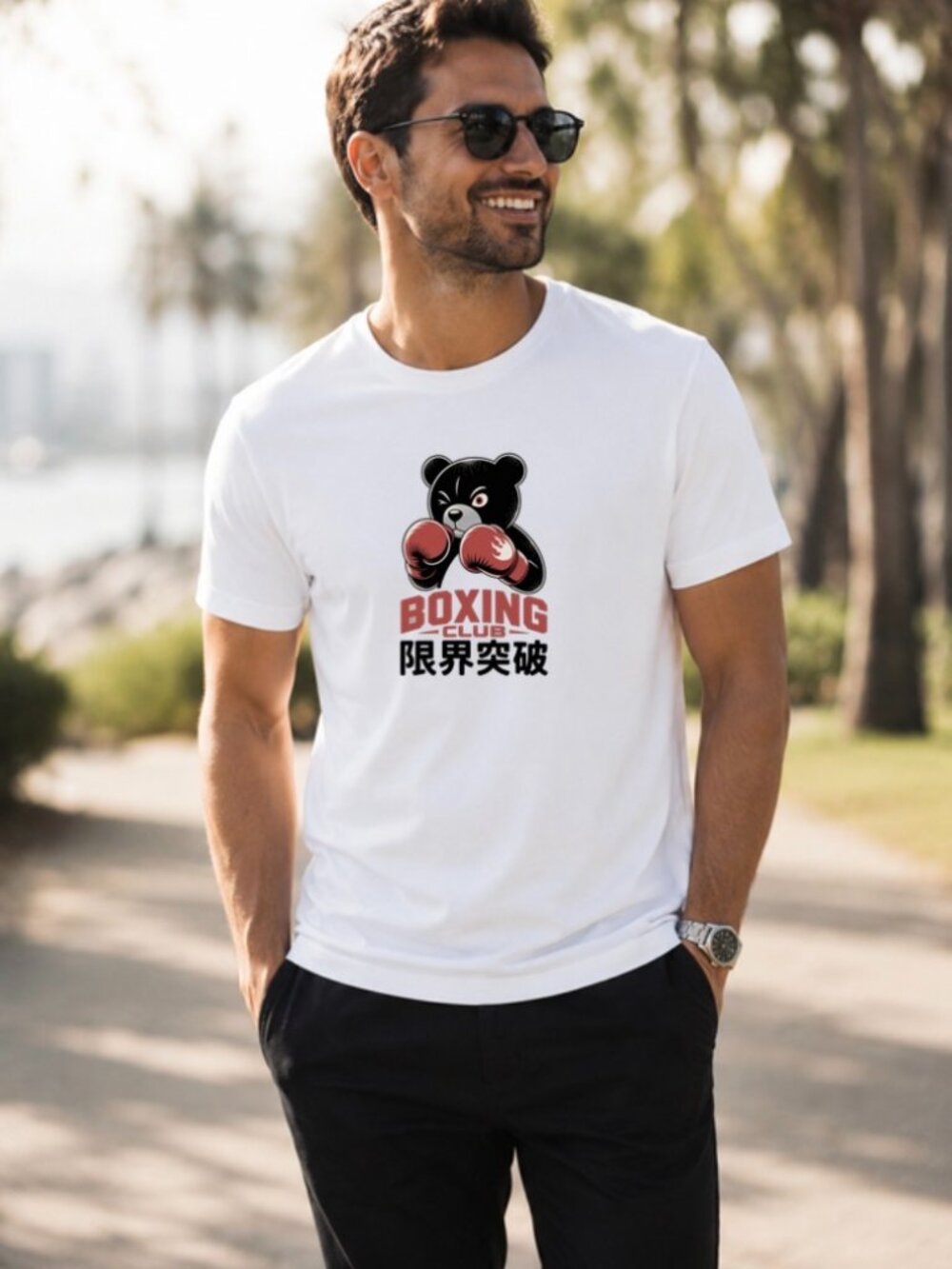 Boxing Club Bear Graphic Tee Men’s Japanese Streetwear Shirt